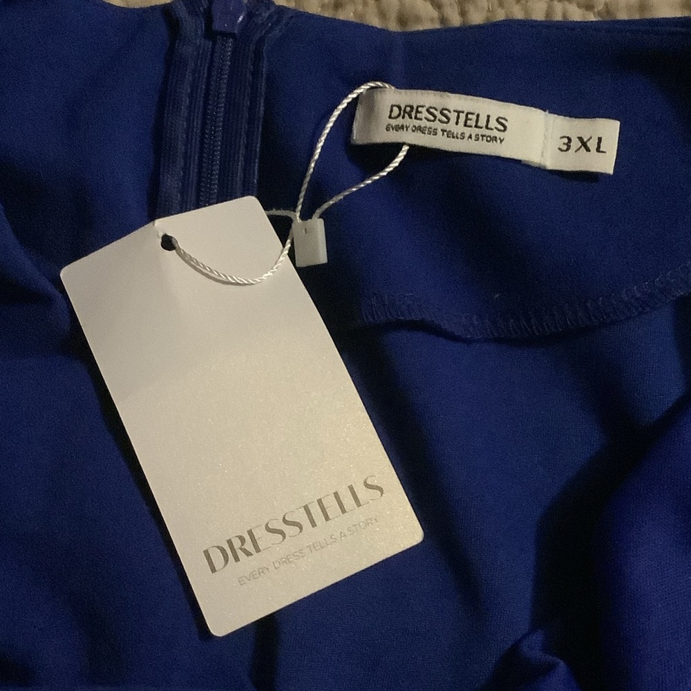 Ladies Formal Royal Blue Long Sleeve Dress - Picture 3 of 4